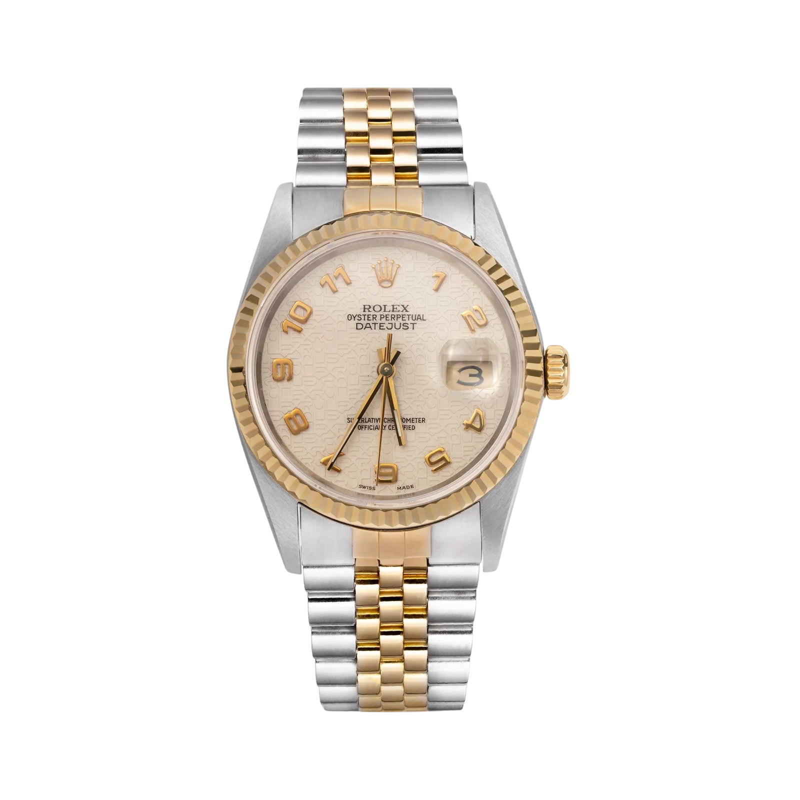 Rolex Datejust 16233 Fluted Bezel Watch 36mm Ivory Anniversary Dial