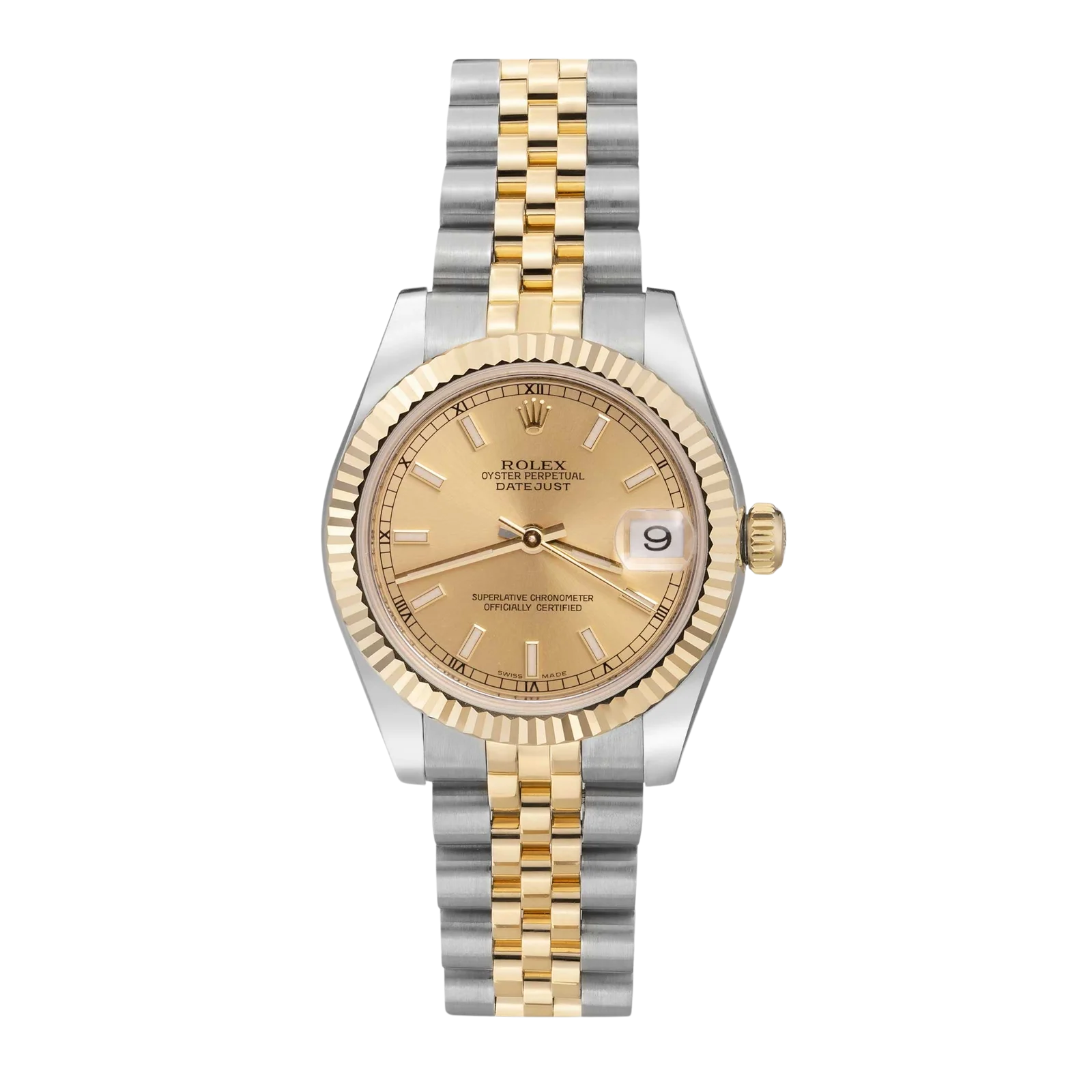 Rolex Datejust 178273 Fluted Bezel Watch 31mm Champagne Index Dial