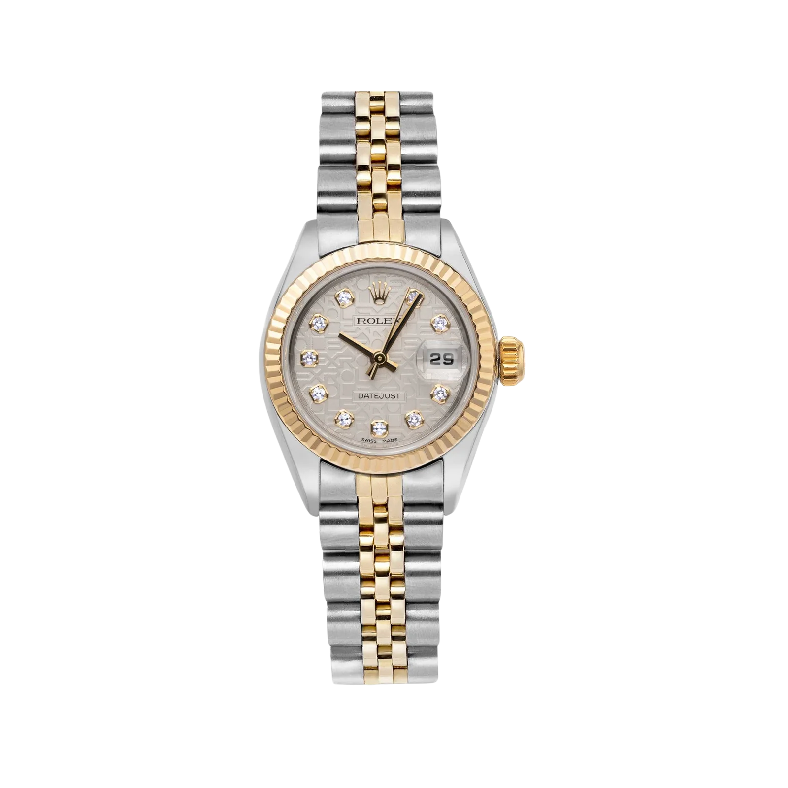 Rolex Datejust 179173 Fluted Bezel Watch 26mm Diamond Anniversary Dial