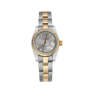 Rolex Datejust 179173 Fluted Bezel Watch 26mm Silver Diamond Dial