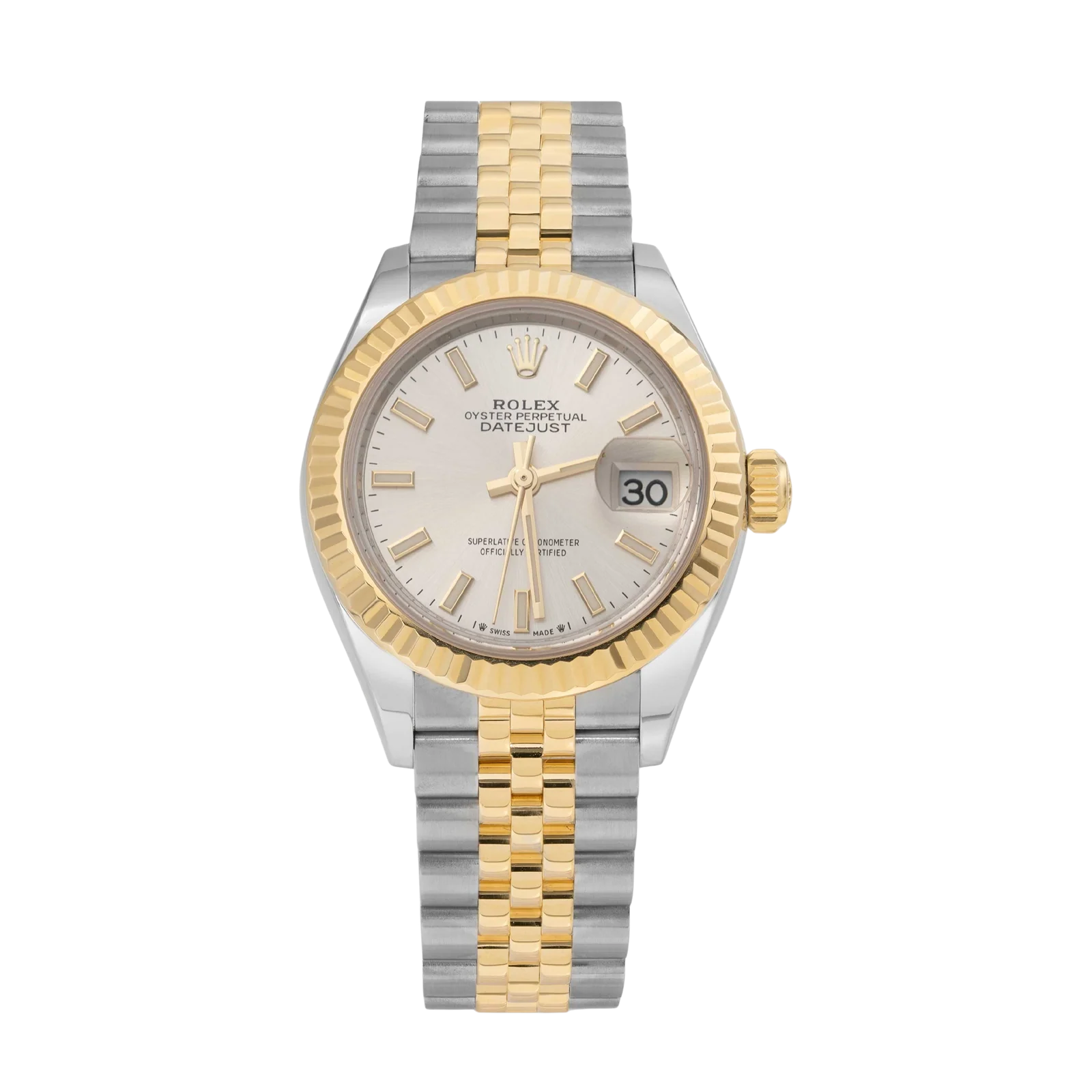 Rolex Datejust 279173 Fluted Bezel Watch 28mm Silver Index Dial