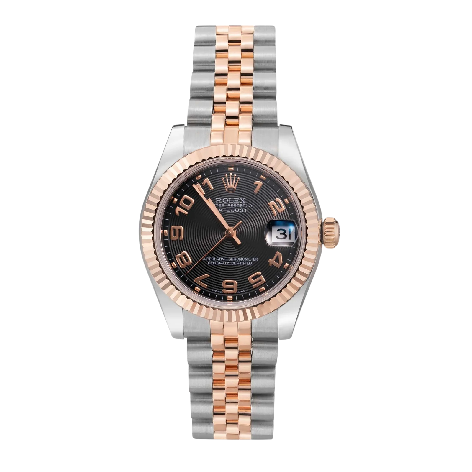 Rolex Datejust 31mm 178271 Black Concentric Arabic Dial Jubilee Steel & Rose Gold Watch