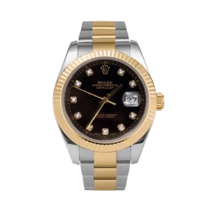 Rolex Datejust 41mm 126333 Fluted Bezel Watch Black Diamond Dial