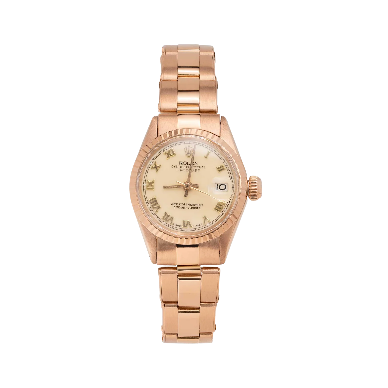 Rolex Datejust 6517 18K Rose Gold Watch Cream Roman Dial