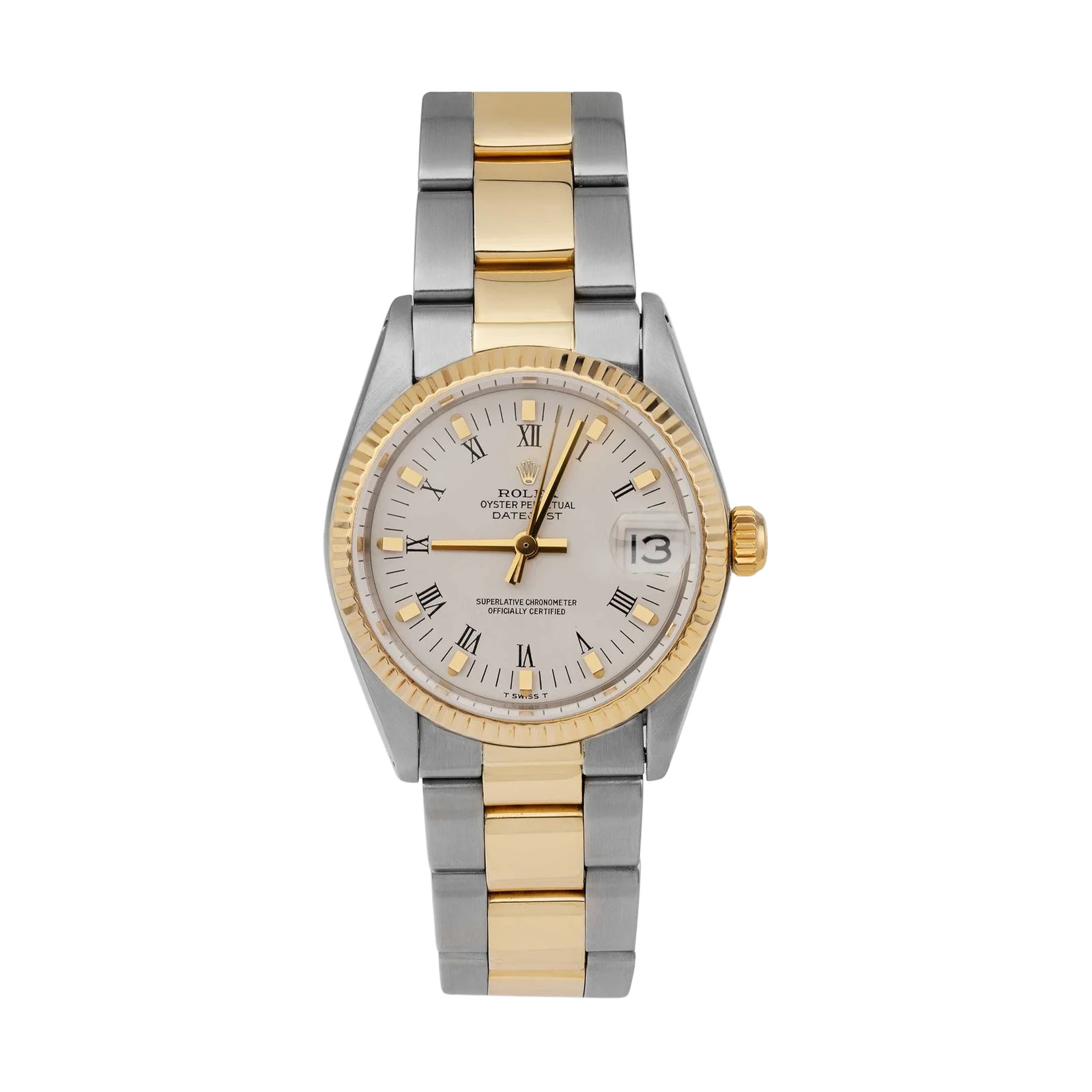 Rolex Datejust 6824 Fluted Bezel Watch 31mm White Roman Dial
