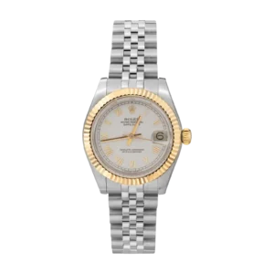 Rolex Datejust 6827 Fluted Bezel Watch 31mm White Roman Dial