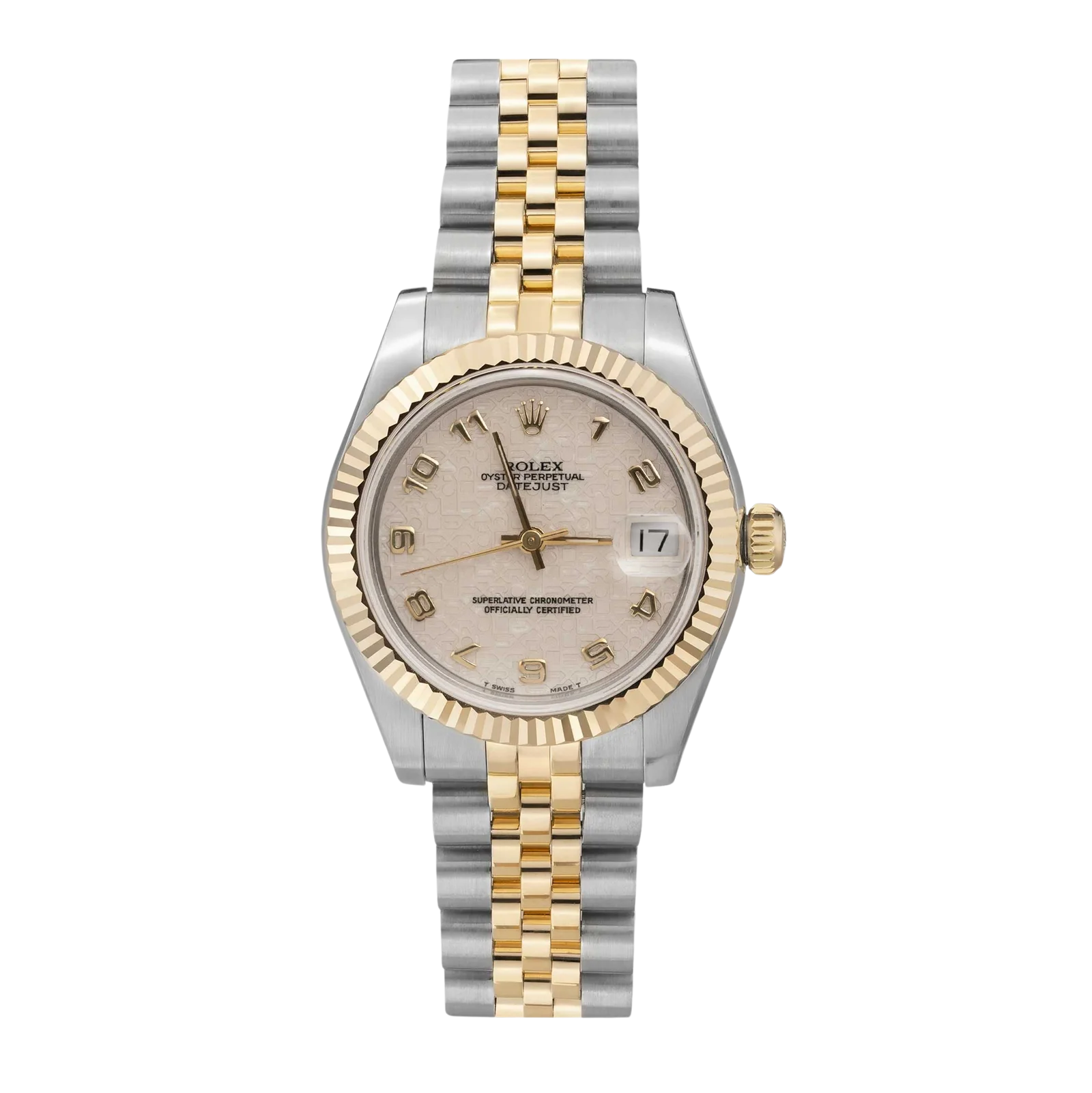 Rolex Datejust 68273 Fluted Bezel Watch 31mm Arabic Ivory Computer Dial
