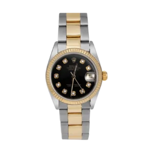 Rolex Datejust 68273 Fluted Bezel Watch 31mm Black Diamond Dial
