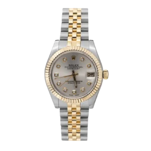 Rolex Datejust 68273 Fluted Bezel Watch 31mm Silver Diamond Dial