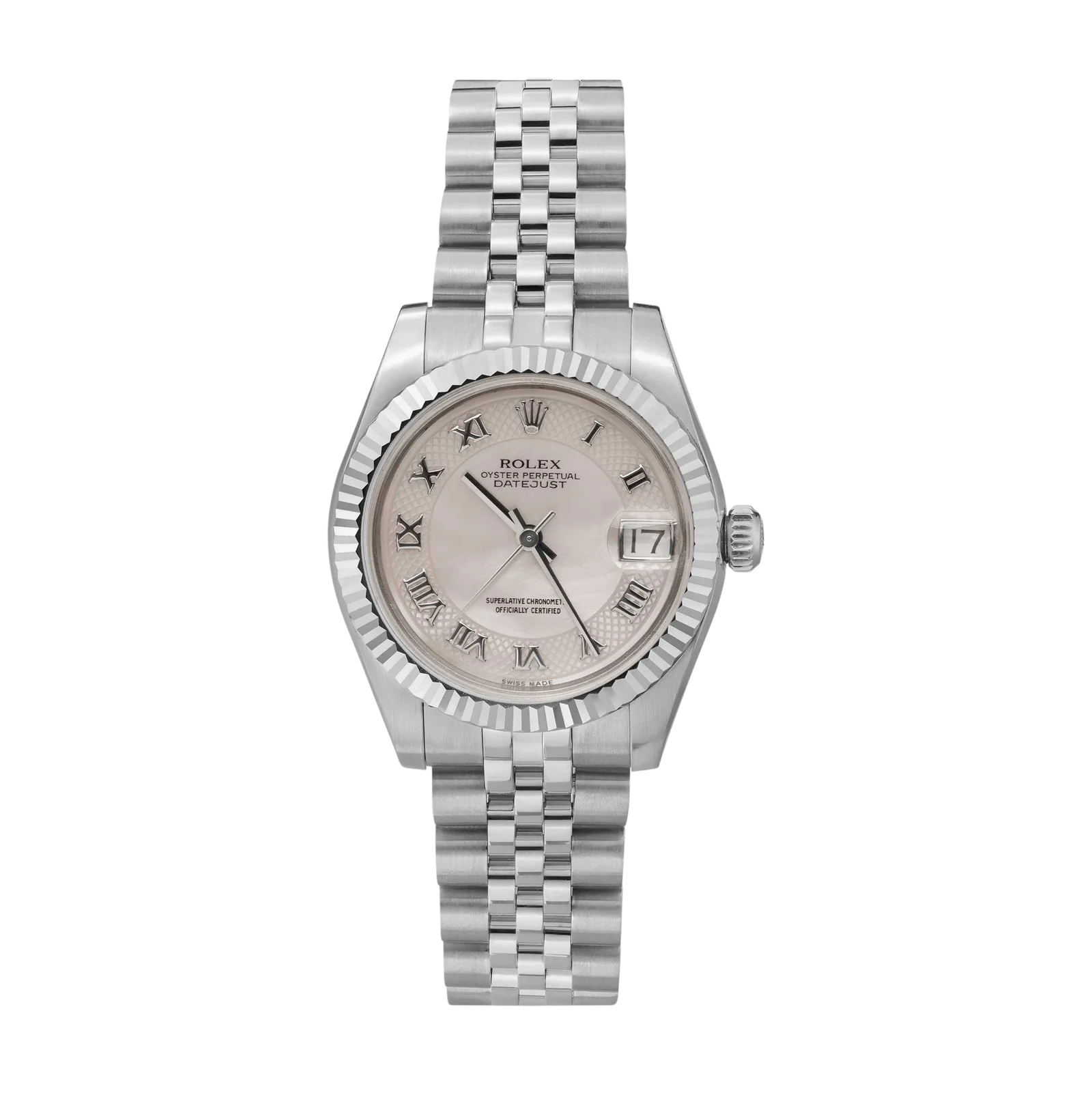 Rolex Datejust 68274 Fluted Bezel Watch 31mm Decorated Mother of Pearl Dial