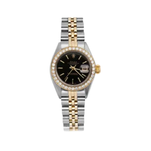 Rolex Datejust 69173 Diamond Bezel 26mm Watch Black Index Dial, 1.00ct
