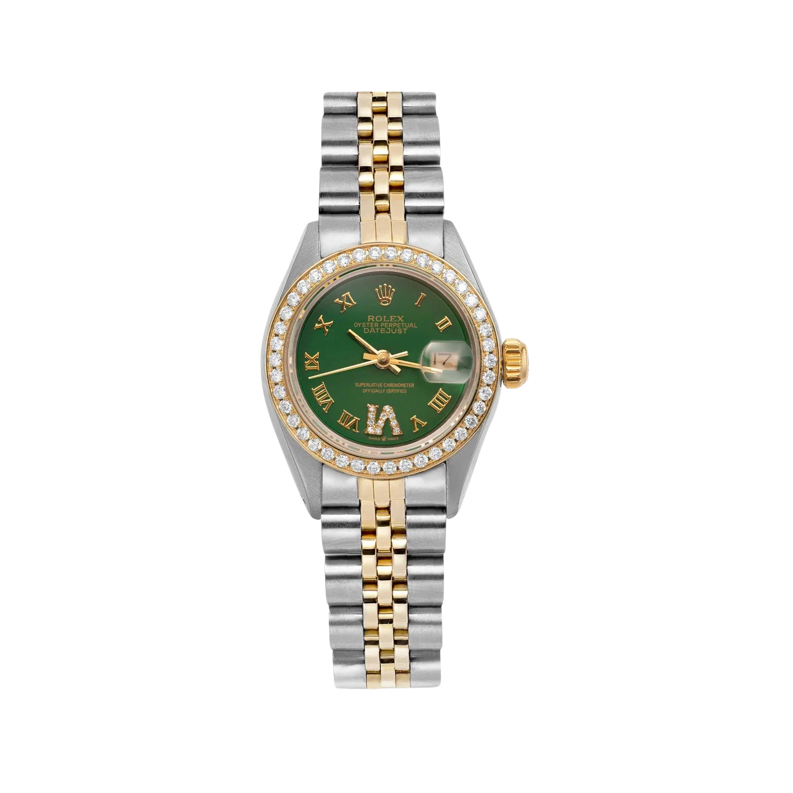 Rolex Datejust 69173 Diamond Bezel Watch 26mm Green Dial | 1.00ct