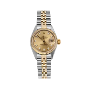 Rolex Datejust 69173 Fluted Bezel Watch 26mm Diamond Champagne Dial