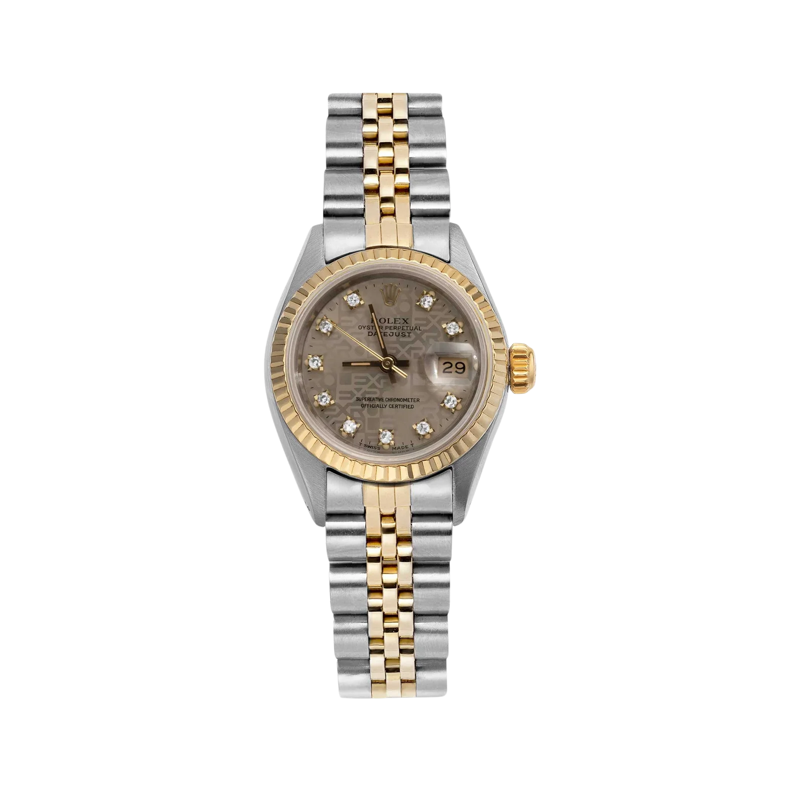 Rolex Datejust 69173 Fluted Bezel Watch 26mm Gray Computer Dial