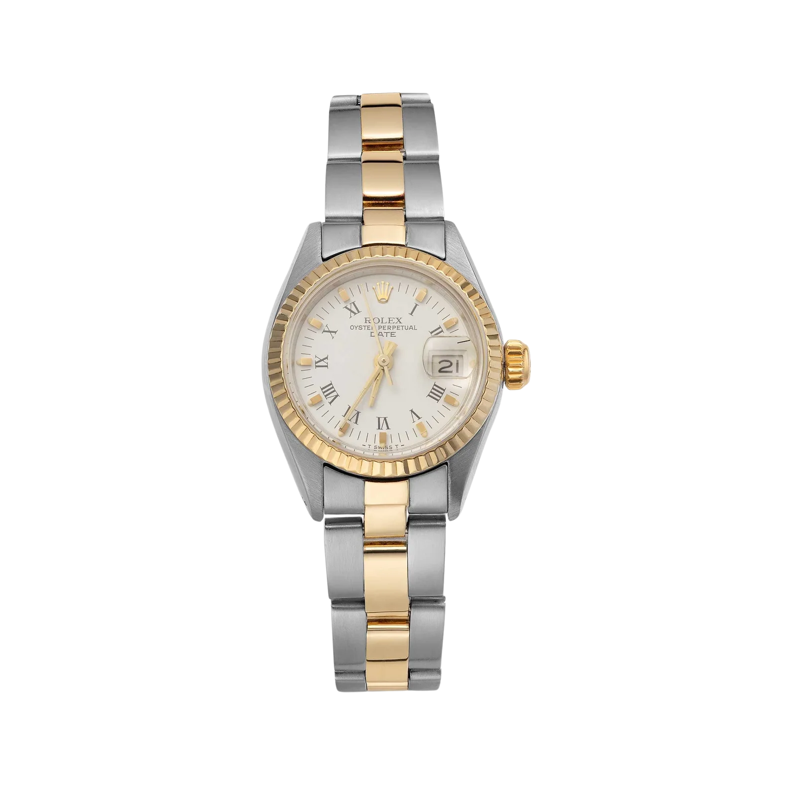 Rolex Datejust 69173 Fluted Bezel Watch 26mm White Roman Dial