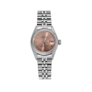 Rolex Datejust 69174 Fluted Bezel Watch 26mm Salmon Roman Dial
