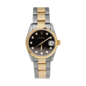 Rolex Datejust 78243 Smooth Bezel Watch 31mm Black Diamond Dial