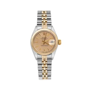 Rolex Datejust 79173 Fluted Bezel Watch 26mm Champagne Tapestry Dial