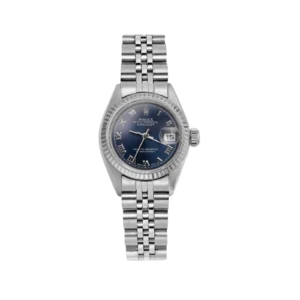 Rolex Datejust 79174 Fluted Bezel Watch 26mm Blue Roman Dial
