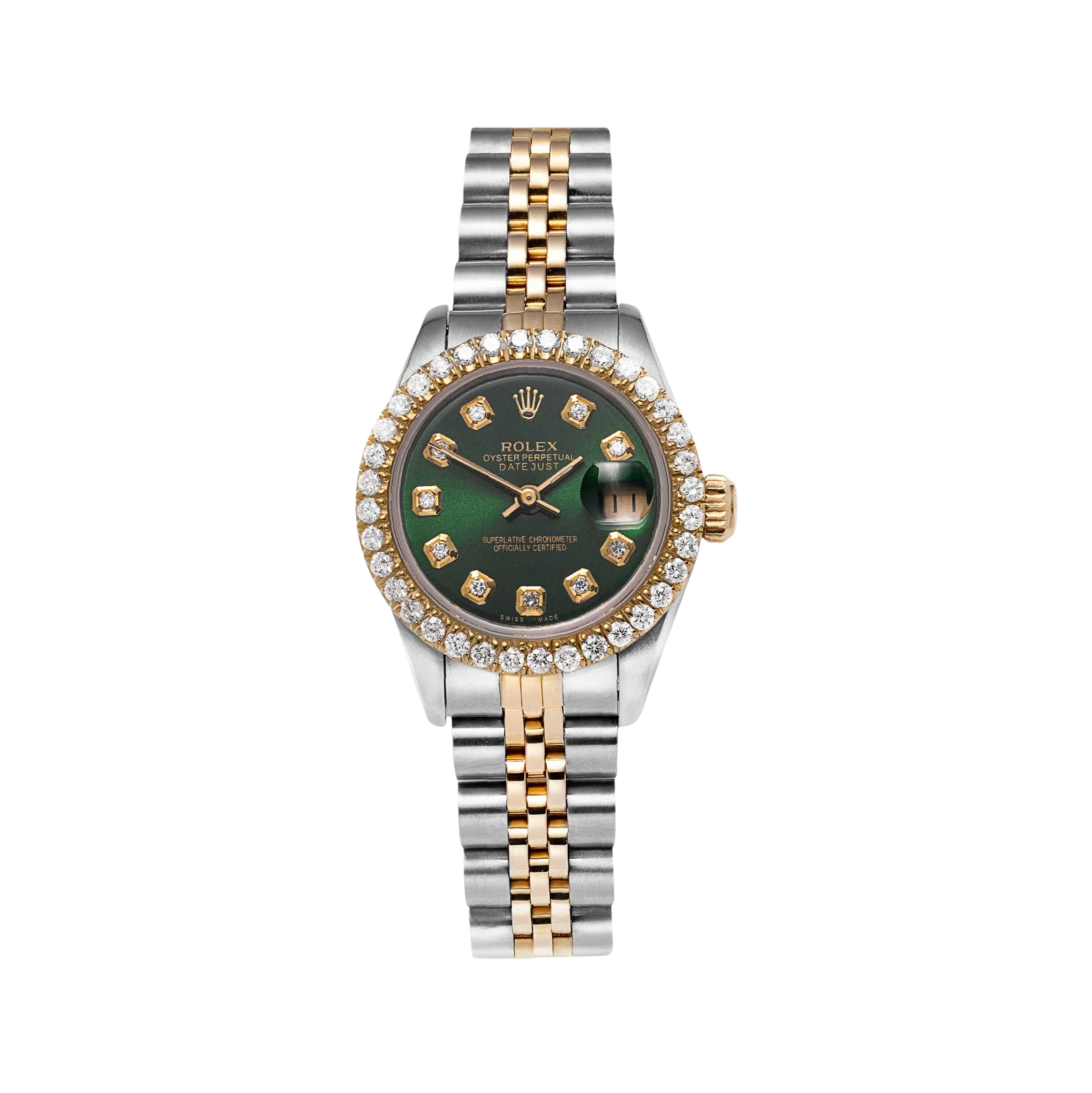 Rolex Datejust Diamond Bezel Watch 26mm Green Dial | 1.25ct
