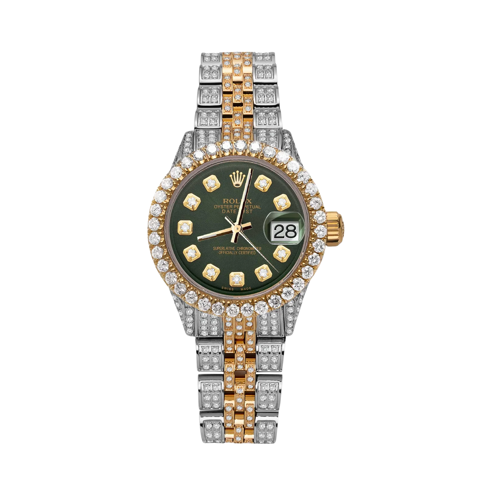 Rolex Datejust Diamond Bezel Watch 26mm Green Dial | 6.20ct