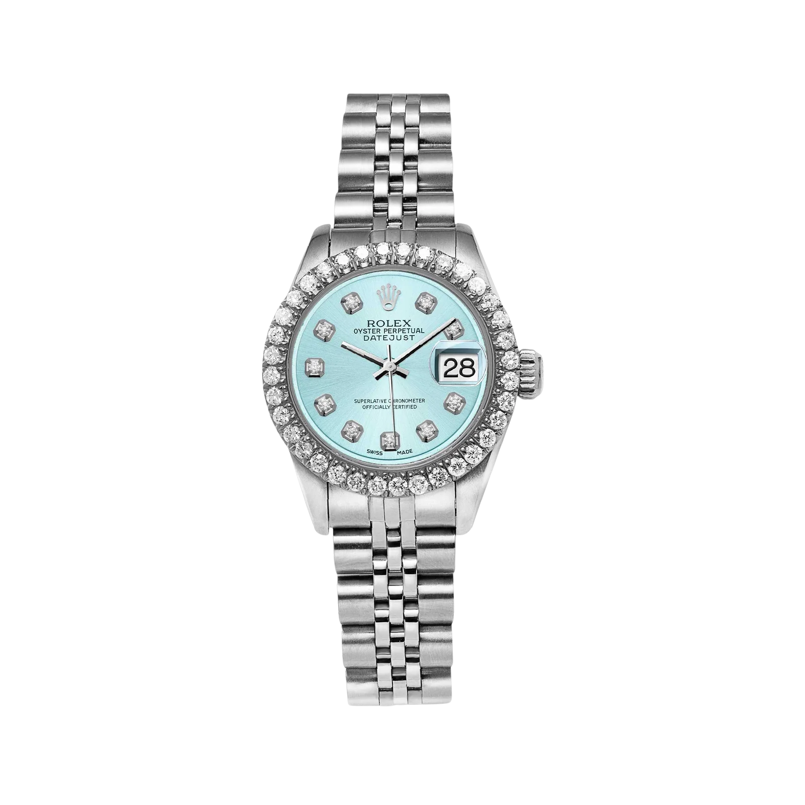 Rolex Datejust Diamond Bezel Watch 26mm Ice Blue Dial | 1.25ct