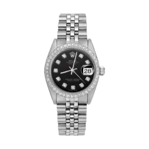 Rolex Datejust Diamond Bezel Watch 31mm Black Dial | 1.30ct