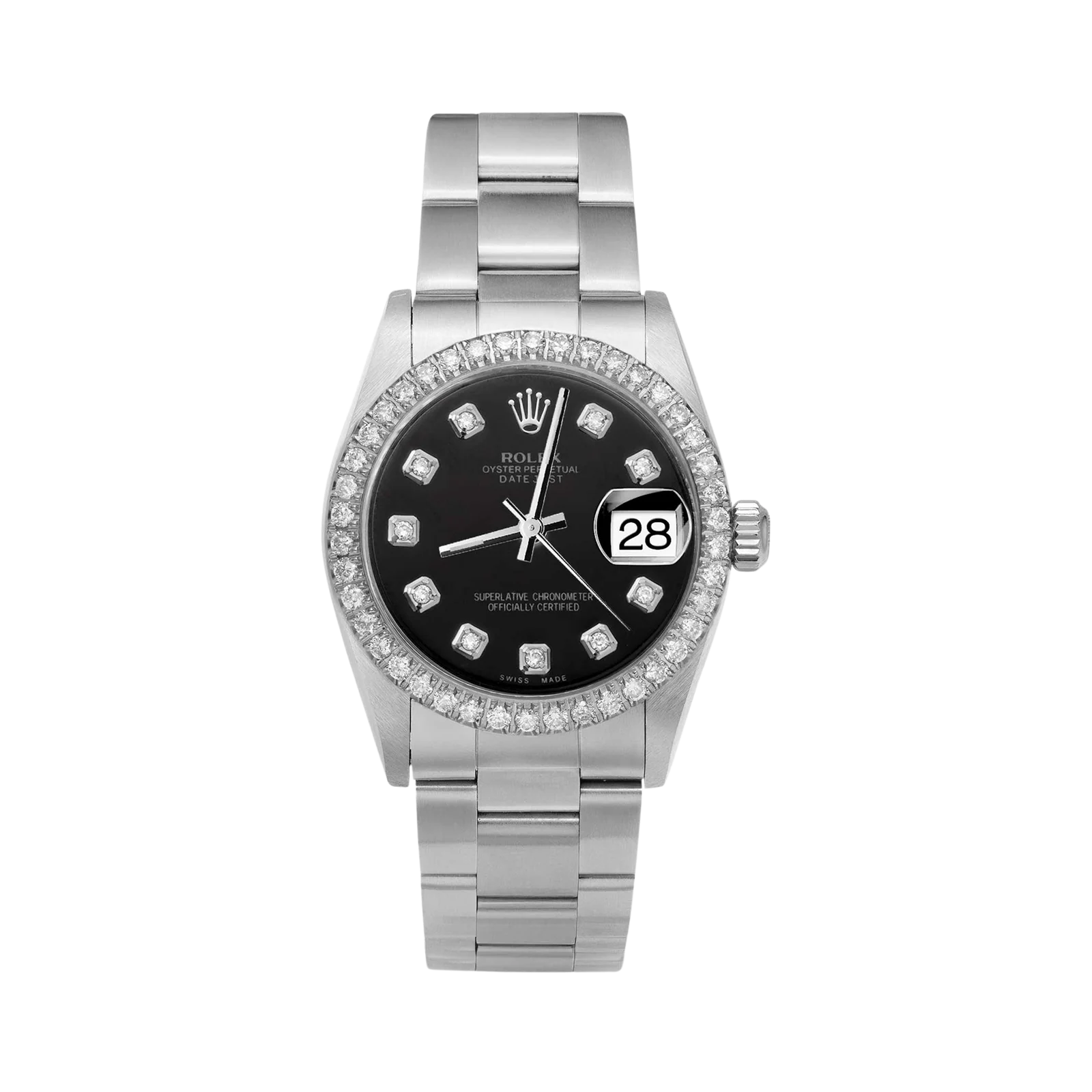 Rolex Datejust Diamond Bezel Watch 31mm Black Dial | 1.30ct