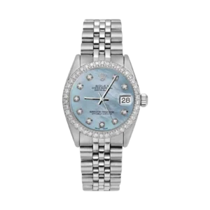 Rolex Datejust Diamond Bezel Watch 31mm Blue Mother of Pearl Dial | 1.30ct