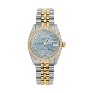 Rolex Datejust Diamond Bezel Watch 31mm Blue Mother of Pearl Dial | 1.30ct