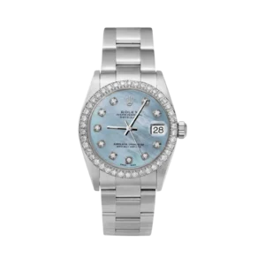 Rolex Datejust Diamond Bezel Watch 31mm Blue Mother of Pearl Dial | 1.30ct