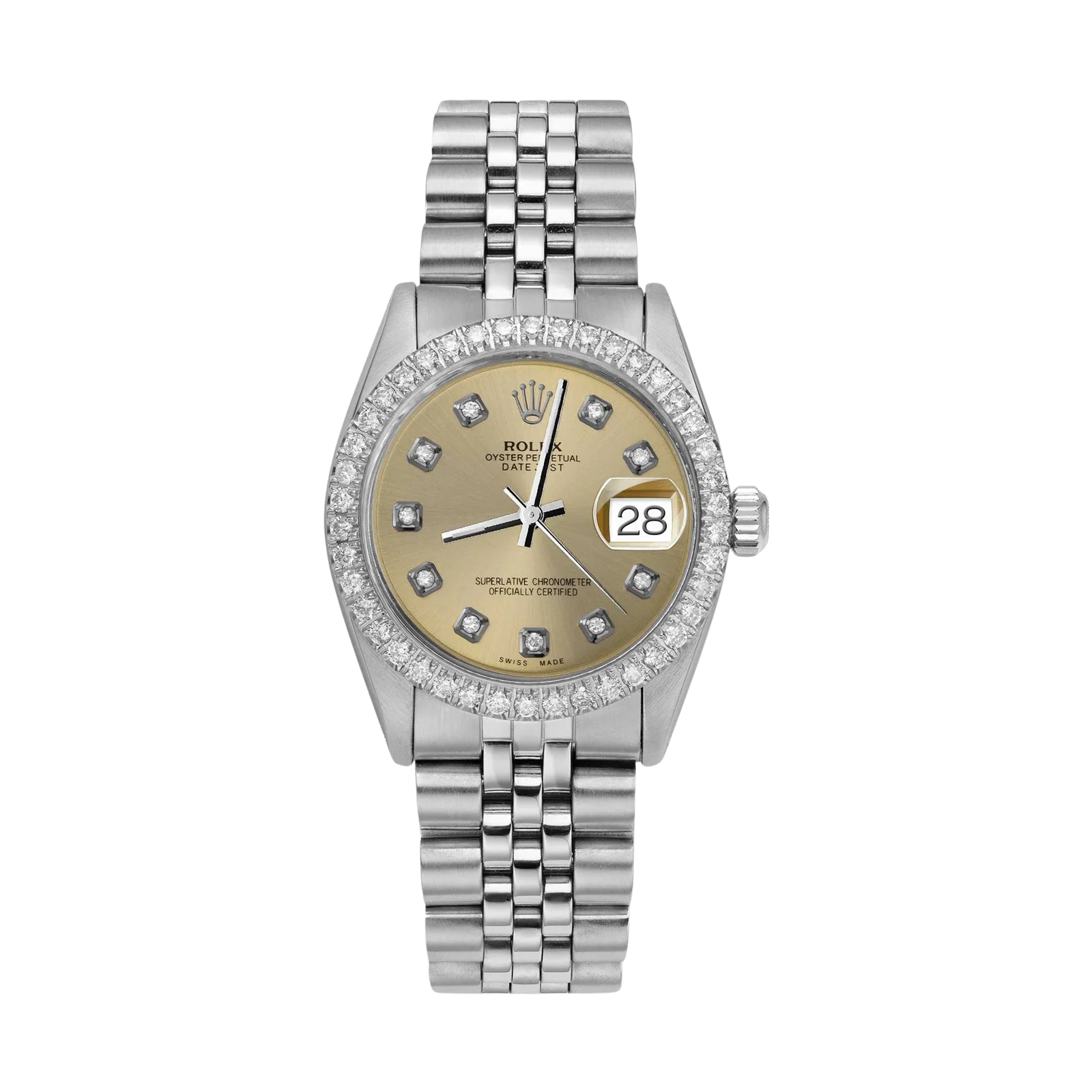 Rolex Datejust Diamond Bezel Watch 31mm Champagne Dial | 1.30ct