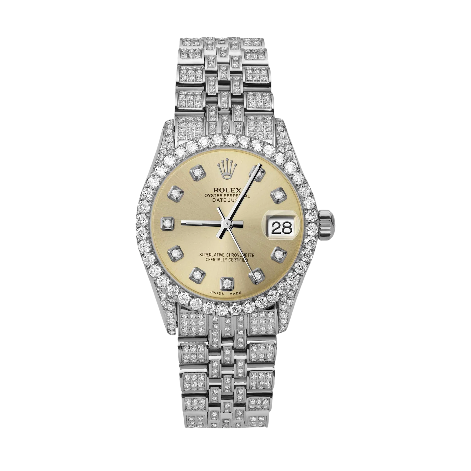 Rolex Datejust Diamond Bezel Watch 31mm Champagne Dial | 6.75ct