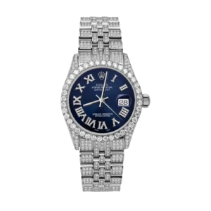 Rolex Datejust Diamond Bezel Watch 31mm Dark Blue Roman Dial | 6.80ct
