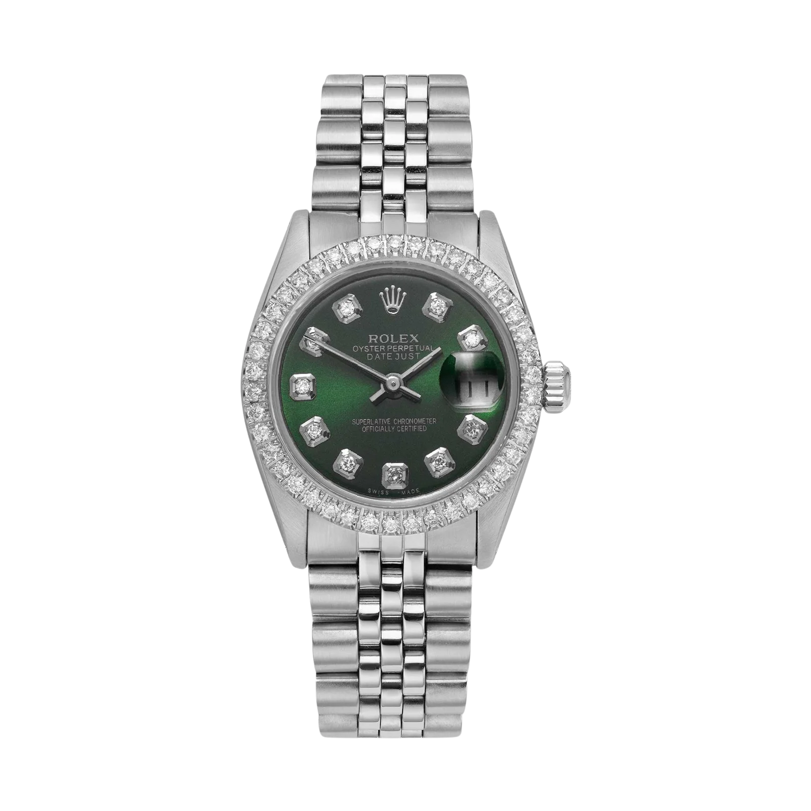 Rolex Datejust Diamond Bezel Watch 31mm Green Dial | 1.30ct