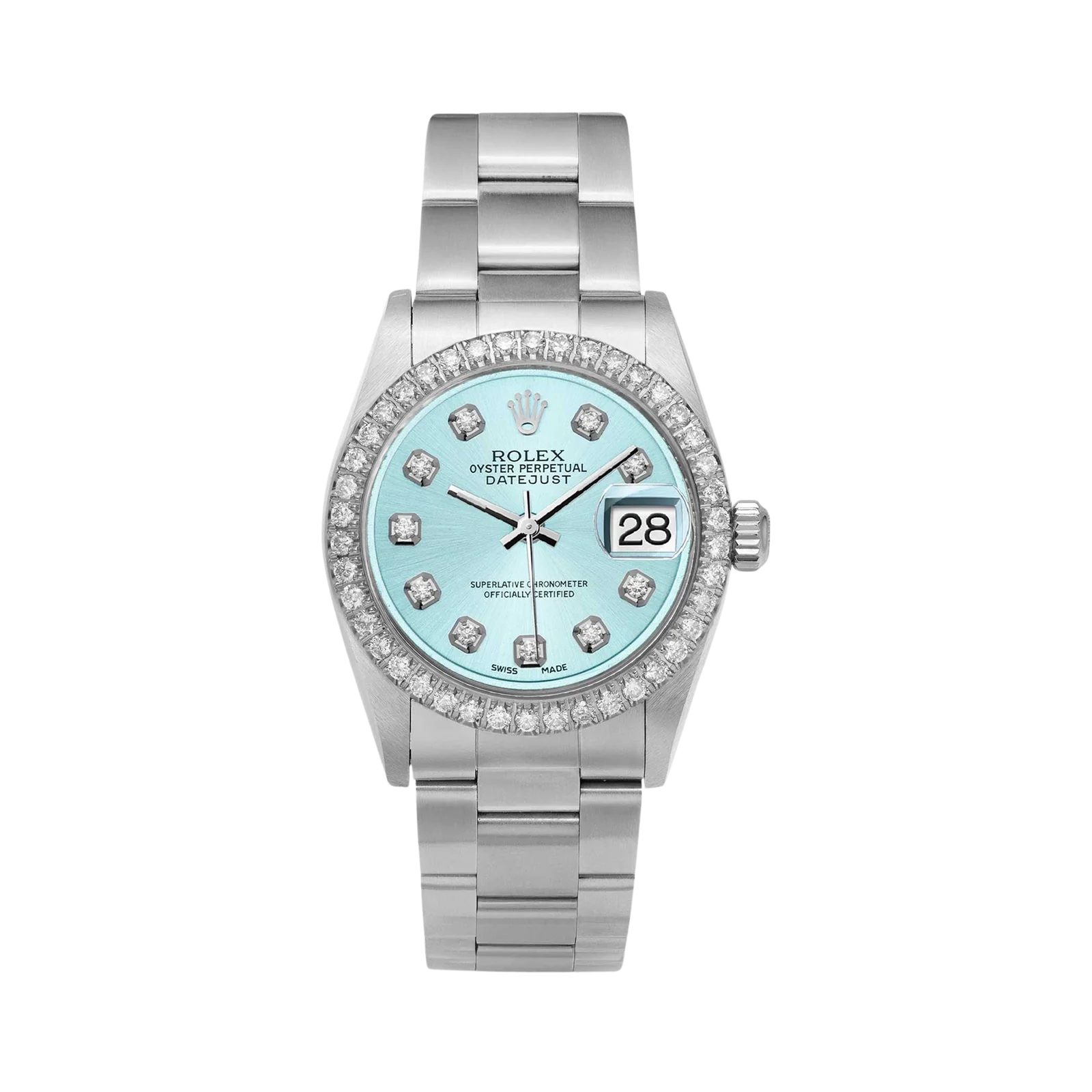 Rolex Datejust Diamond Bezel Watch 31mm Ice Blue Dial | 1.30ct