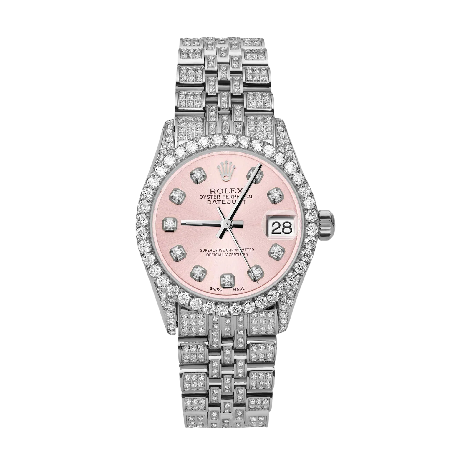 Rolex Datejust Diamond Bezel Watch 31mm Pink Dial | 6.75ct