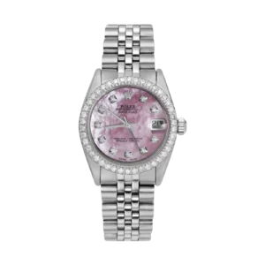 Rolex Datejust Diamond Bezel Watch 31mm Pink Mother of Pearl Dial | 1.30ct