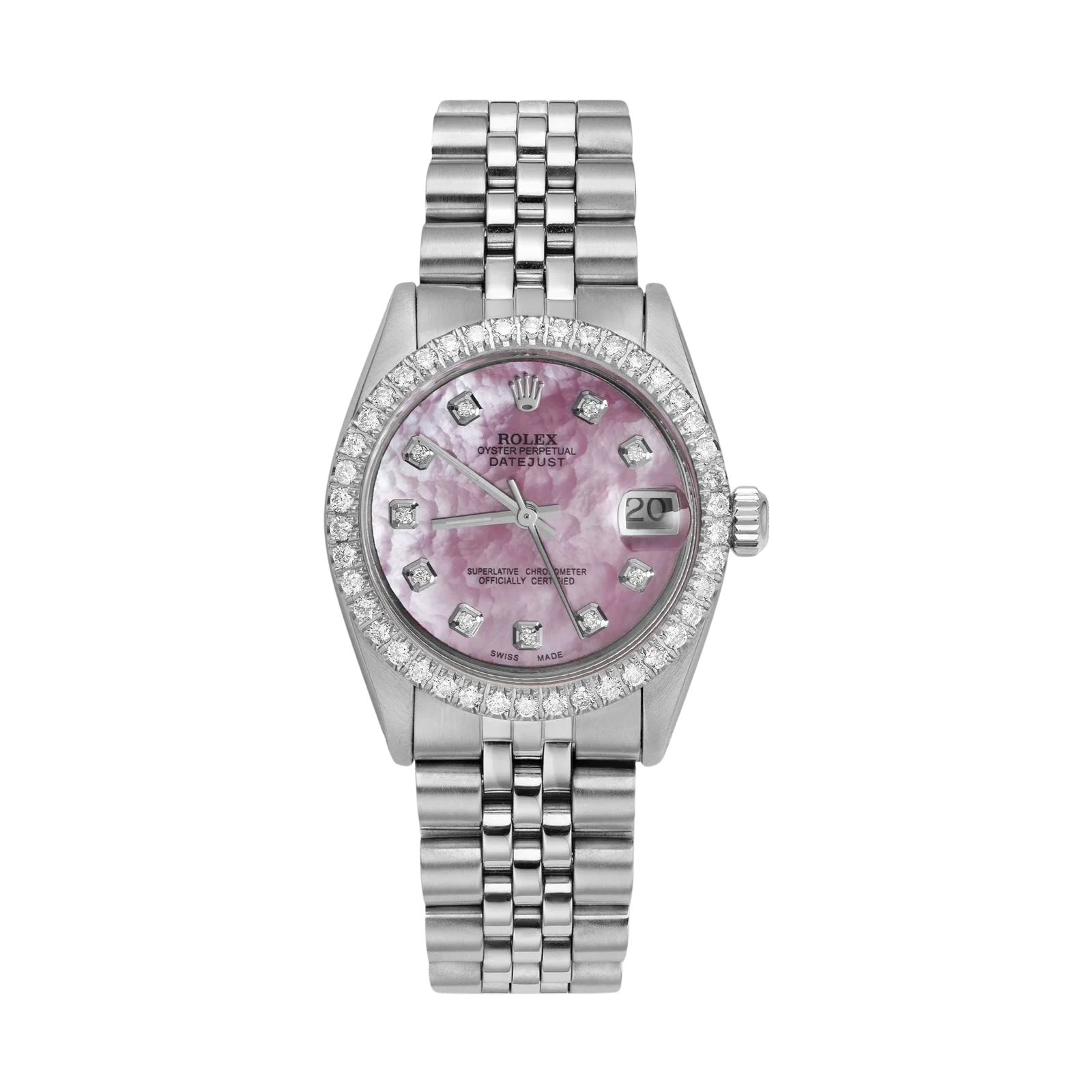 Rolex Datejust Diamond Bezel Watch 31mm Pink Mother of Pearl Dial | 1.30ct