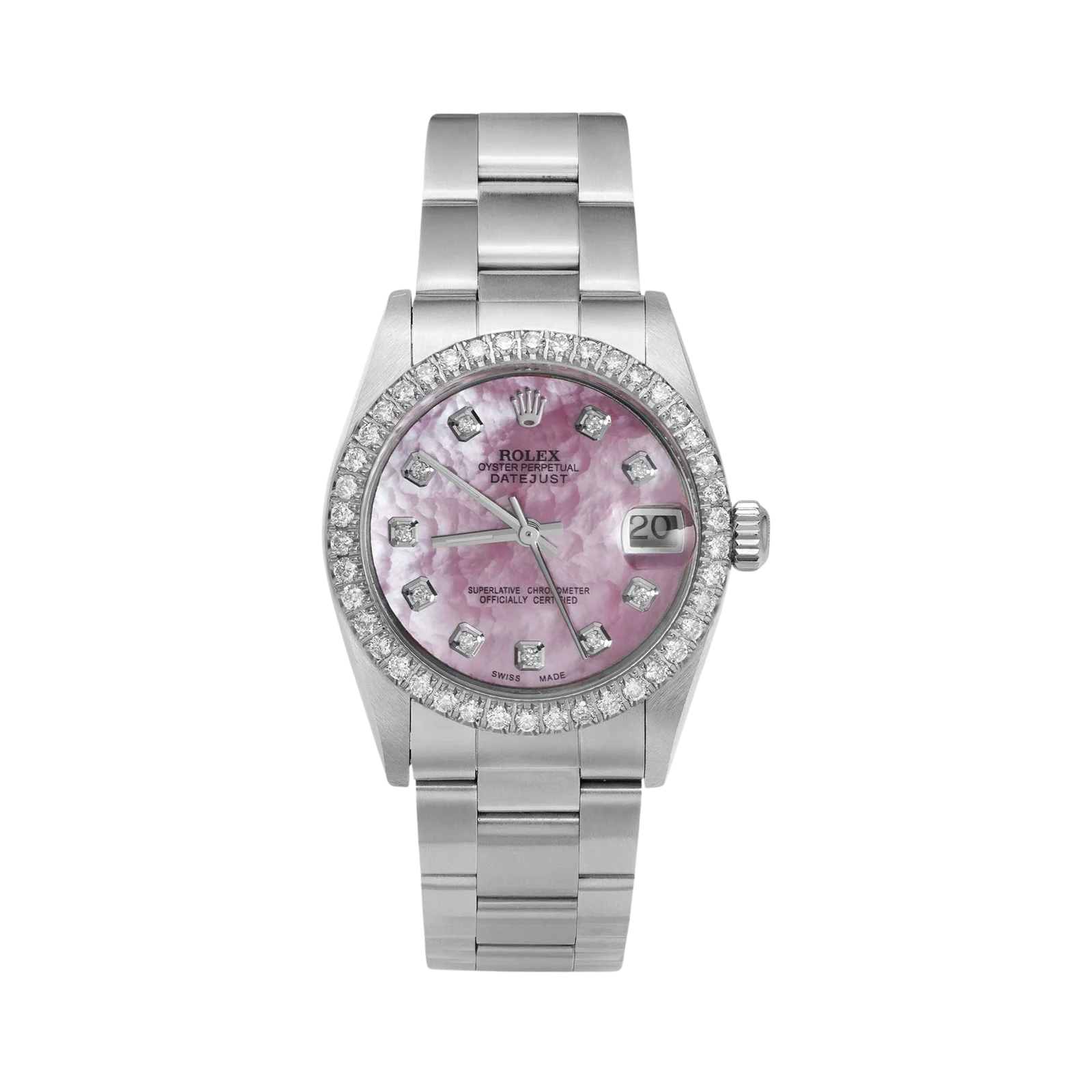 Rolex Datejust Diamond Bezel Watch 31mm Pink Mother of Pearl Dial | 1.30ct