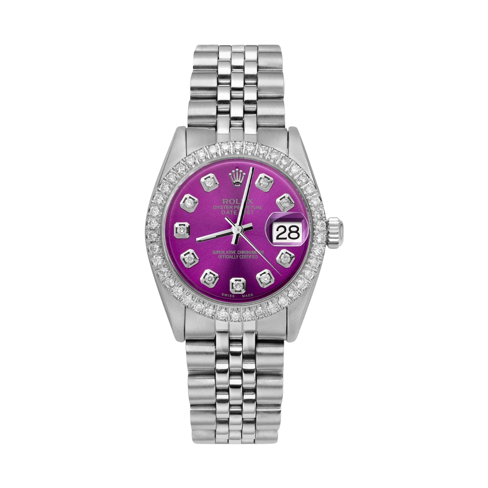 Rolex Datejust Diamond Bezel Watch 31mm Purple Dial | 1.30ct