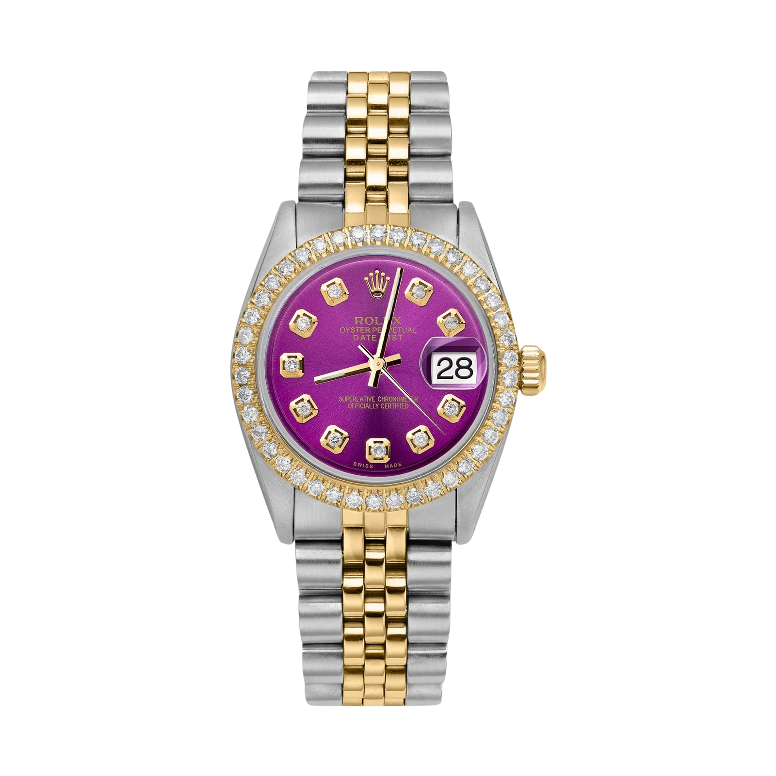 Rolex Datejust Diamond Bezel Watch 31mm Purple Dial | 1.30ct