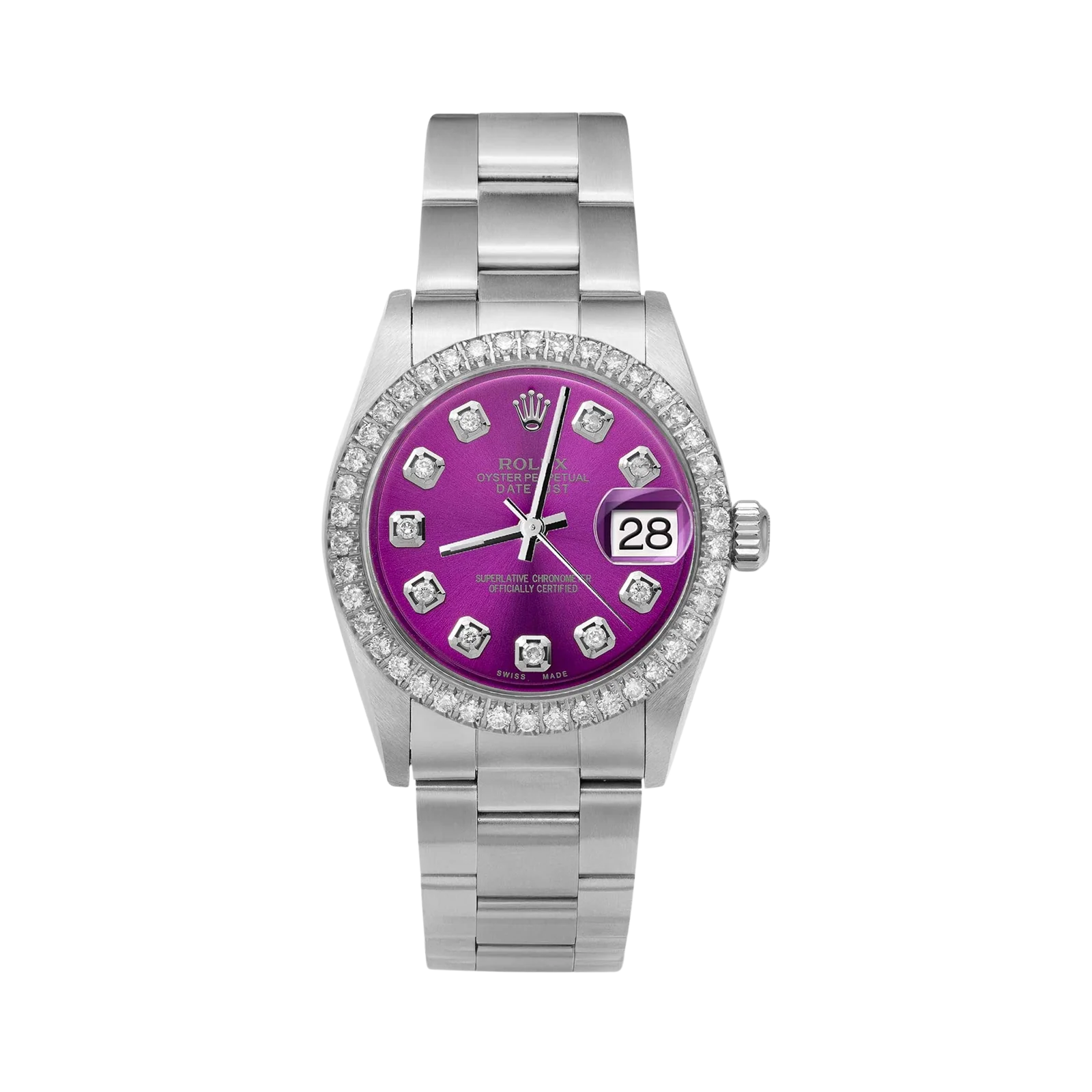 Rolex Datejust Diamond Bezel Watch 31mm Purple Dial | 1.30ct