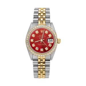 Rolex Datejust Diamond Bezel Watch 31mm Red Dial | 1.30ct