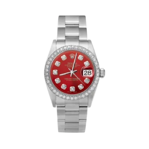 Rolex Datejust Diamond Bezel Watch 31mm Red Dial | 1.30ct