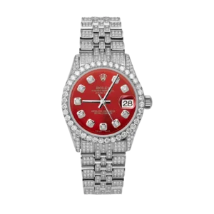 Rolex Datejust Diamond Bezel Watch 31mm Red Dial | 6.75ct