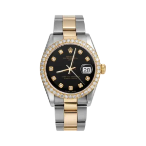 Rolex Datejust Diamond Bezel Watch 34mm Black Dial | 2.30ct
