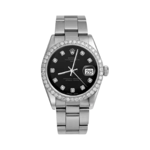 Rolex Datejust Diamond Bezel Watch 34mm Black Dial | 2.30ct