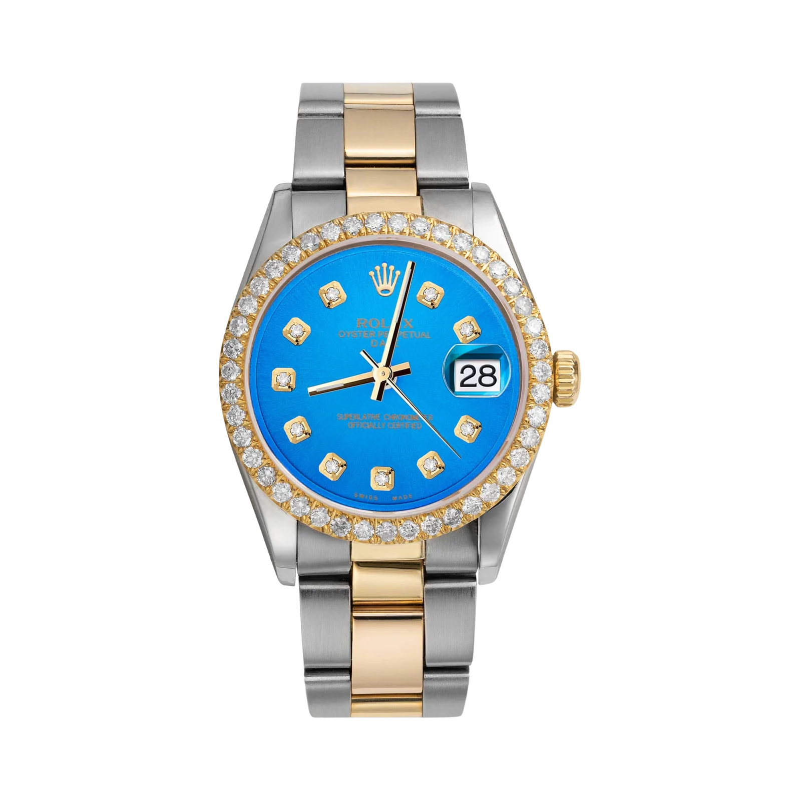 Rolex Datejust Diamond Bezel Watch 34mm Blue Dial | 2.30ct