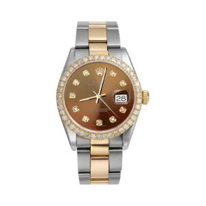 Rolex Datejust Diamond Bezel Watch 34mm Brown Chocolate Dial | 2.30ct